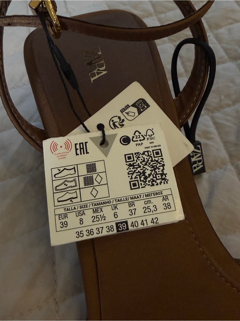 Zara Brown Ankle-Strap Block Heel Sandals - Picture 7 of 7